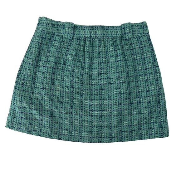 J. Crew Green Turquoise Plaid Tweed Lined Skirt with belt loops - Picture 7 of 7